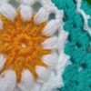 Hand-Crocheted Baby Blanket - Green Flower Motif