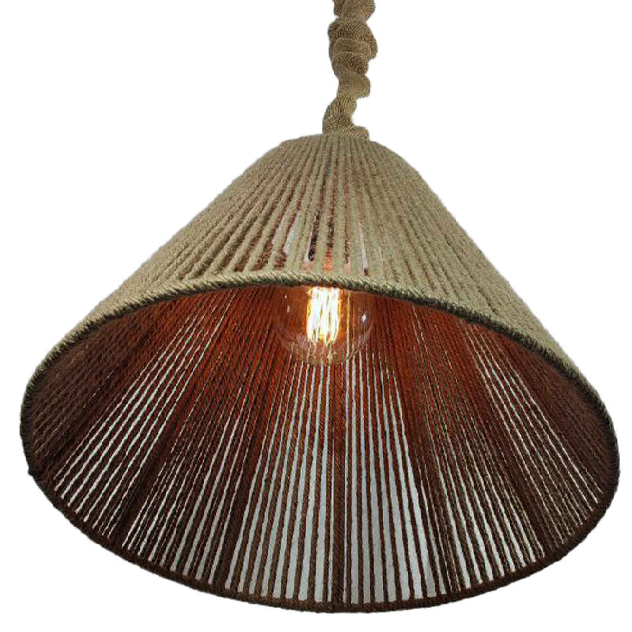 Handmade Woven Hemp Chandelier – Natural Cone Pendant Light