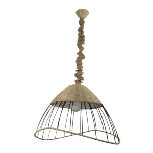 Handmade Woven Hemp Light – Rustic Cone Ceiling Fixture