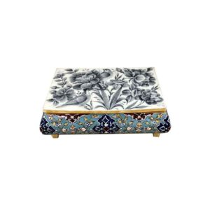 Handmade Jewelry Bone Box – Gray Bird & Flower Design