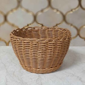 Handwoven Fruit Basket – Round Brown Rustic Design