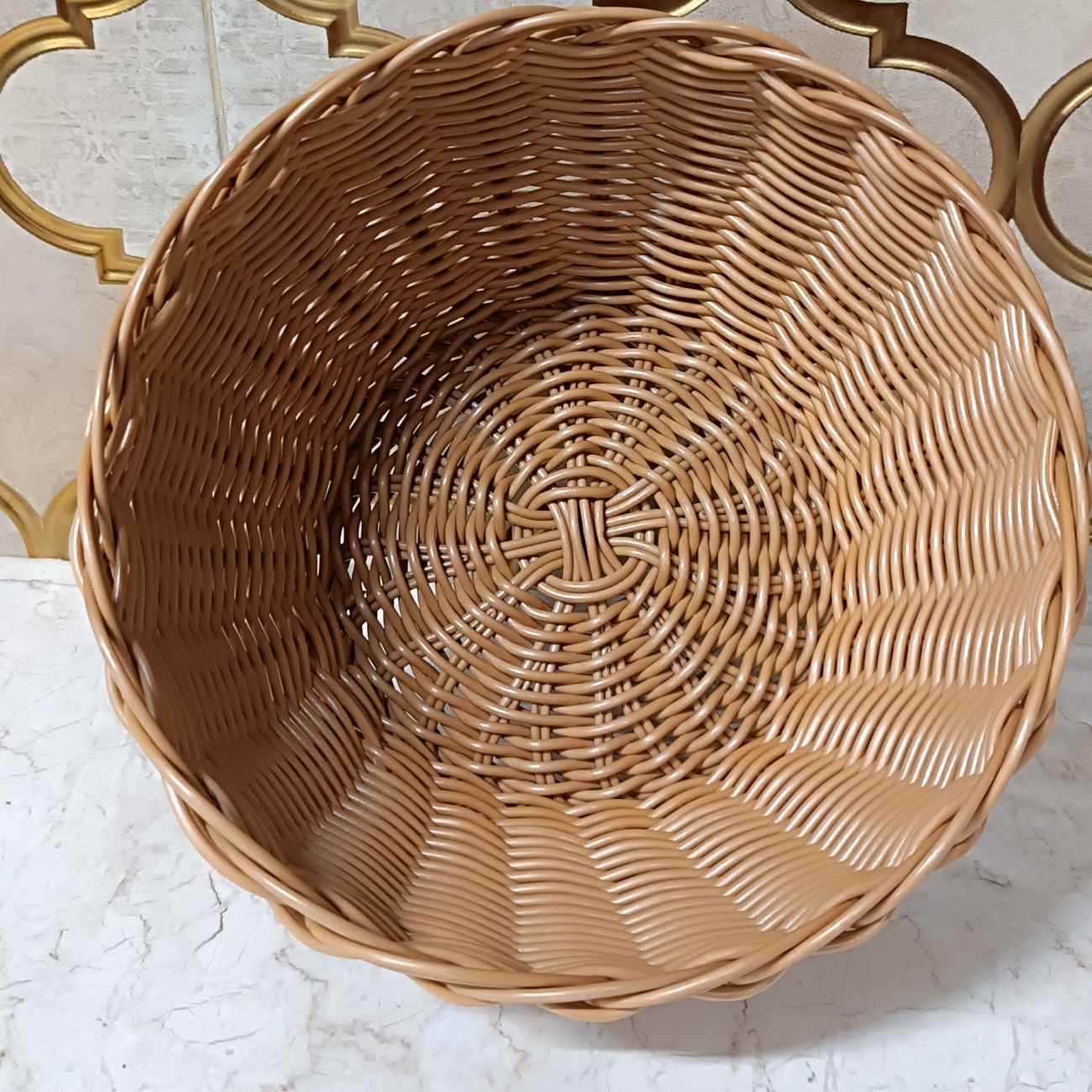 Handwoven Fruit Basket – Round Brown Rustic Design
