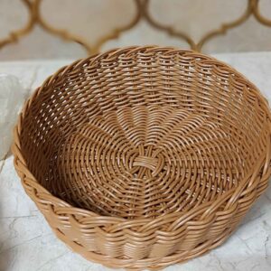 Handwoven Small Space Basket – Round Brown Rustic Style