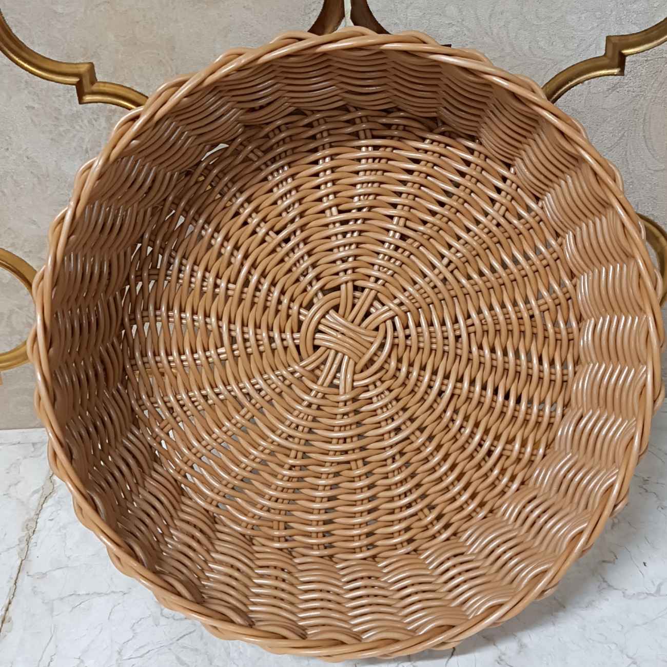 Handwoven Small Space Basket – Round Brown Rustic Style