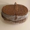 Woven Picnic Basket - Oval with Lid & Cover