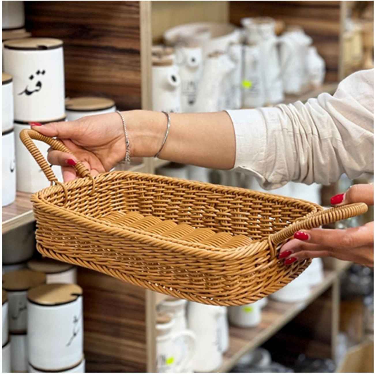 Artisan Wicker Storage Basket – Rectangular with Handle