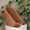 Rectangular Wicker Basket - Handwoven with Sturdy Handle