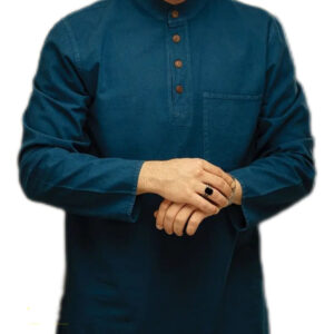 Islamic Tunic for Muslim Men with 4 Buttons in Navy Blue