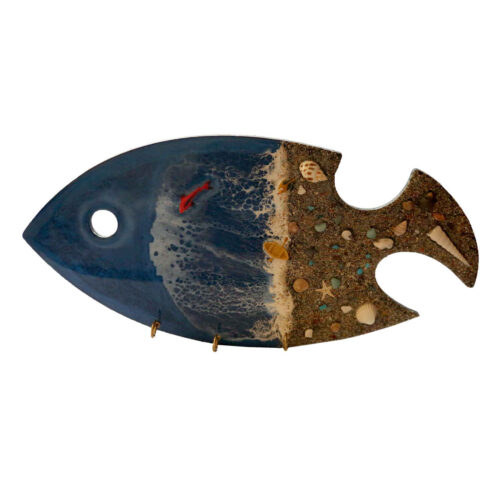 Resin Fish Design Wall Key Holder for Decorative Entryway Key Storage