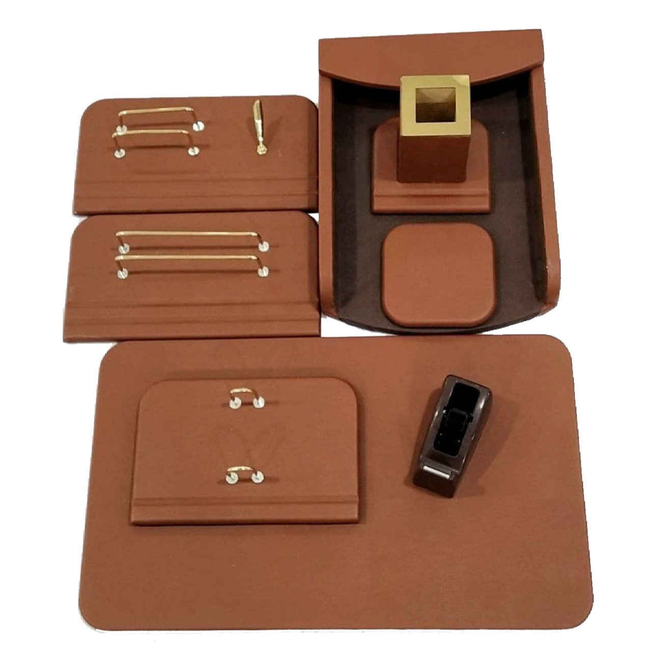 Leather Office Desk Organizer Accessories for Workspace ( 8 piece)