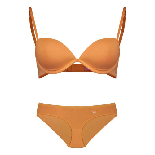 Women’s Yellow Padded Bra and Panty Set – Cotton Underwire Lingerie