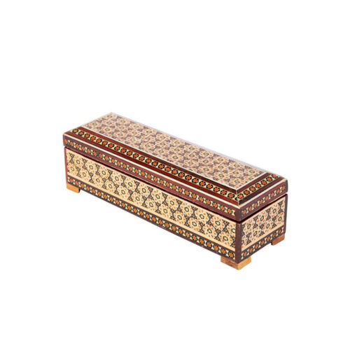 Luxury Persian Wooden Pencil Box with Handcrafted Khatamkari – Perfect for Gifts and Desk Décor