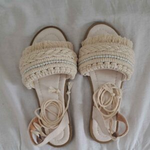 Macrame Sandals with Orange Blossom Design – Boho Vibes & Comfort