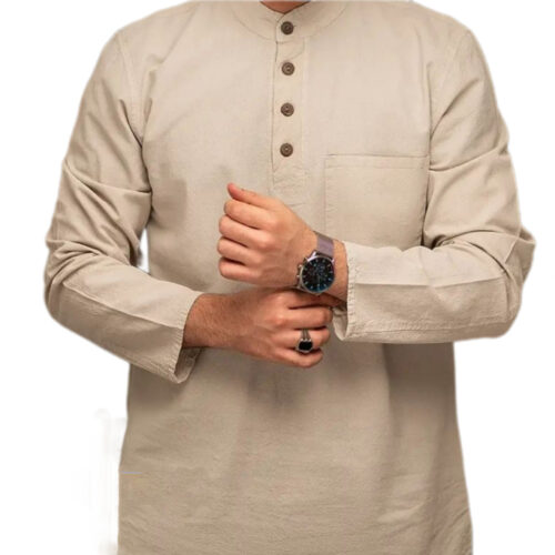 Men's Cream Islamic Tunic with Timeless Modest Style for Muslim Wear