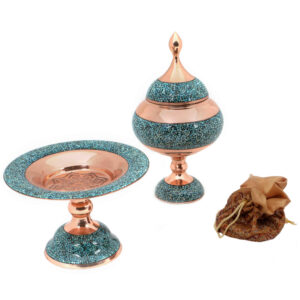Persian Art Gift Set – Turquoise Inlaid Chocolate and Pastry Bowl