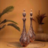 Persian Decorative Copper Bottle with Bird & Flower Design Pack of 2