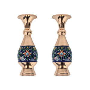 Set of Two Persian Decorative Copper Vases, Featuring a Timeless Floral Design for a Coordinated Home Display