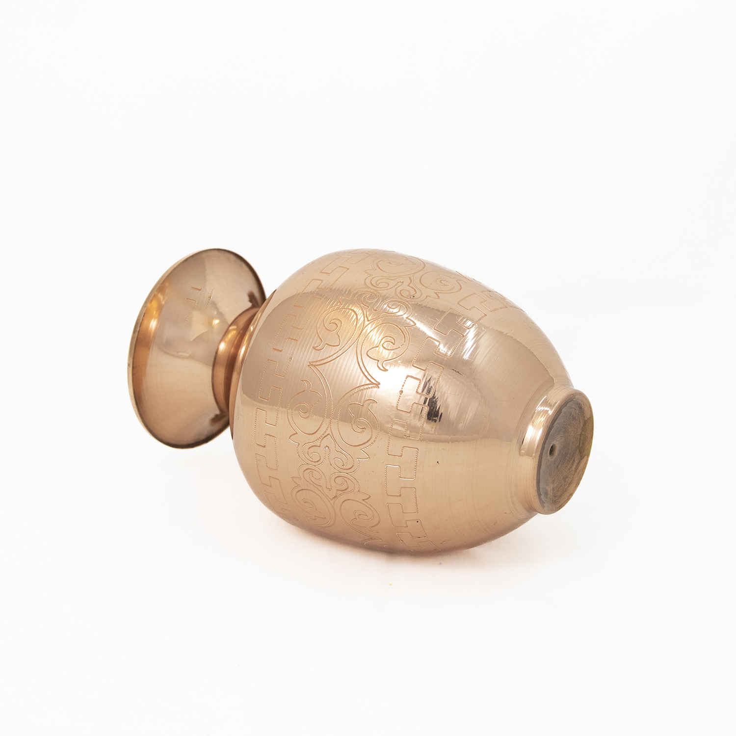 Persian Decorative Copper Vase, Expertly Handcrafted with a Traditional Geometric Design for Visual Impact