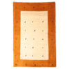 Genuine Handwoven Persian Minimalist Gabbeh Rug - Bordered Orange Wool