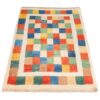 Authentic Handwoven Persian Geometric Gabbeh Rug - Checkered Cream Wool