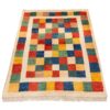 Authentic Handwoven Persian Geometric Gabbeh Rug - Checkered Cream Wool