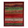 Handwoven Persian Striped Gabbeh Rug in Maroon - Premium Wool