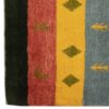 Handwoven Persian Striped Gabbeh Runner Rug with Animal Motifs - Green Wool