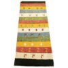 Handwoven Persian Striped Gabbeh Runner Rug with Animal Motifs - Green Wool