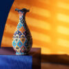 Persian Decorative Handcrafted Pottery Vase, Featuring Intricate Minakari Enamel Details and a Traditional Floral Design