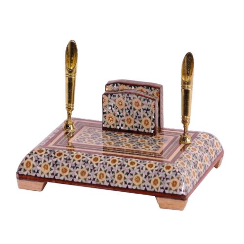 Customizable Persian Wooden Holder with Khatam Inlay
