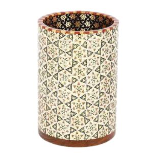 Crafted Precision – Persian Khatam Kari Wooden Pen Holder for Desks