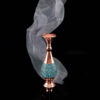 Persian Inlaid Turquoise Copper Vases, Representing Fine Iranian Art with a Stunning Geometric Pattern