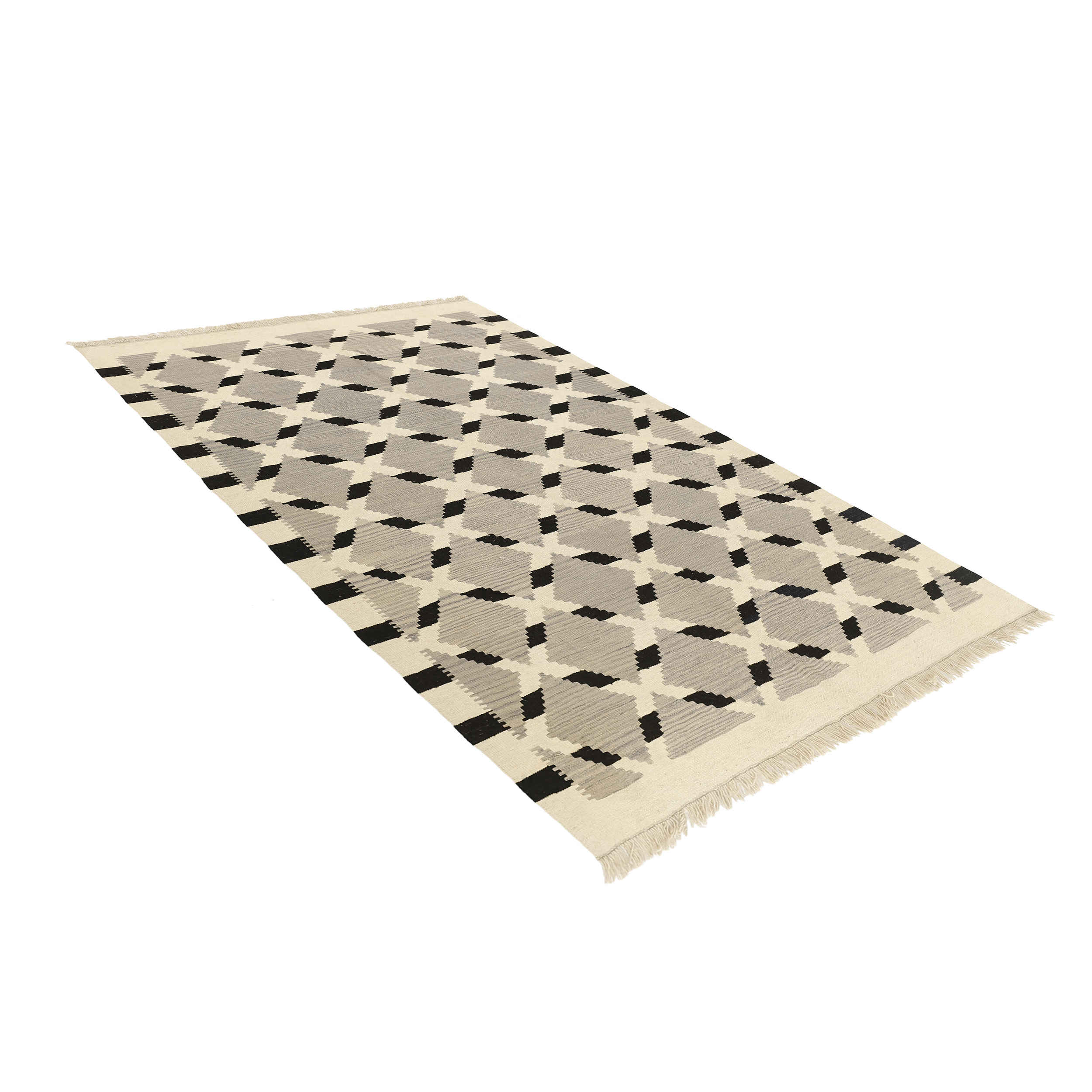 Geometric Fars Kilim Rug in Cream – Authentic Handwoven Persian Wool