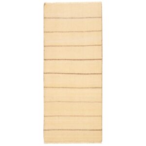 Cream Fars Kilim Runner Rug – Traditional Handwoven Persian Wool Striped