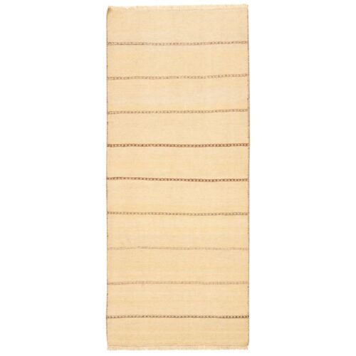 Cream Fars Kilim Runner Rug - Traditional Handwoven Persian Wool Striped