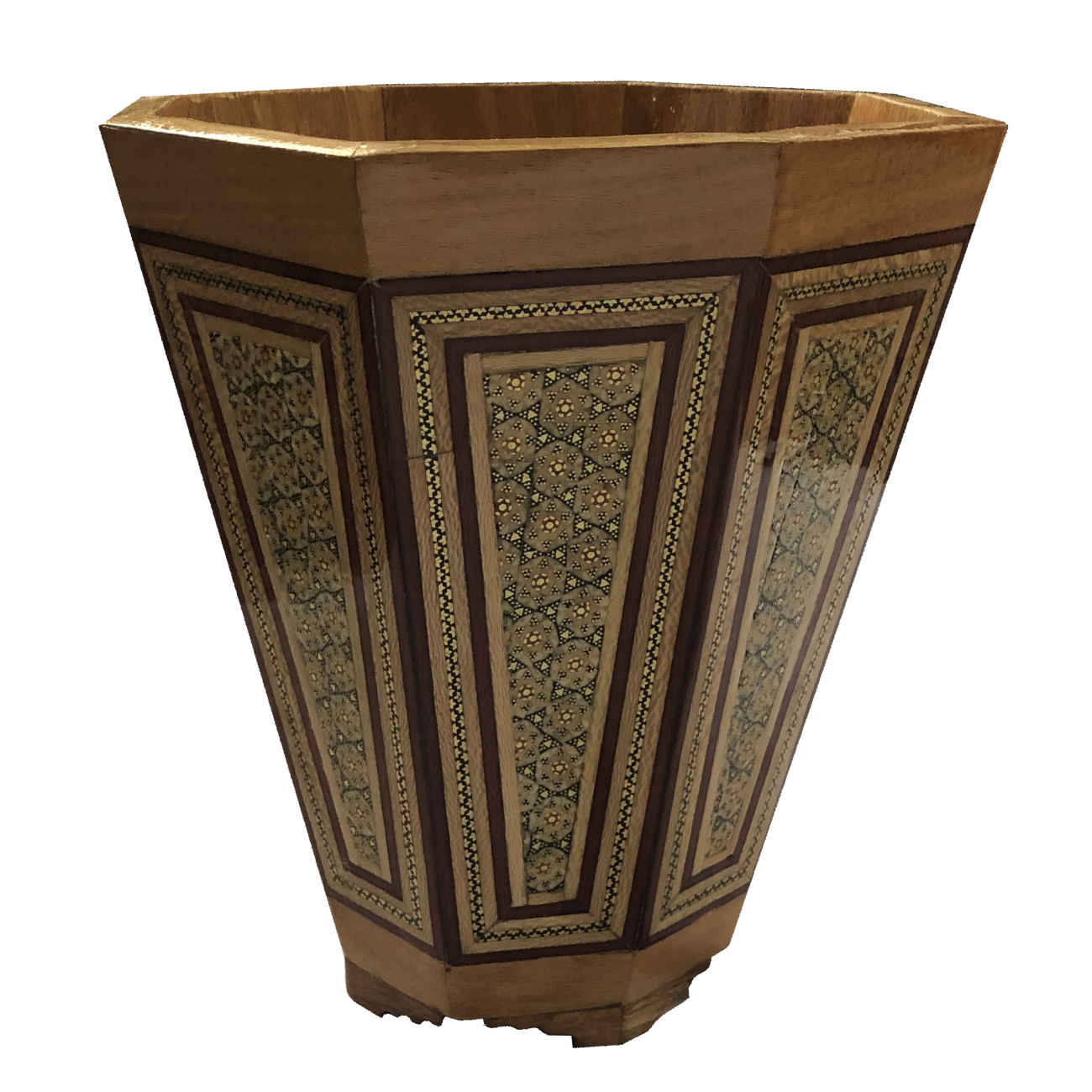 Persian Waste Basket Khatamkari – Handcrafted Luxury for Home Decor