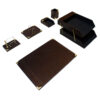 Premium Leather Office Desk Organizer Accessories for Workspace (6 piece)