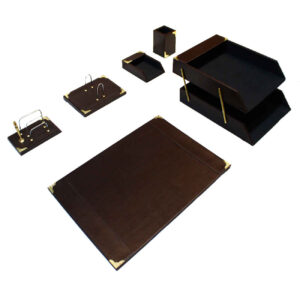 Premium Leather Office Desk Organizer Accessories for Workspace (6 piece)