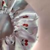 Silk Satin Night Sleep Bonnet Hat with Cherry Pattern – Ideal for Protecting Hair and Ensuring a Restful Sleep
