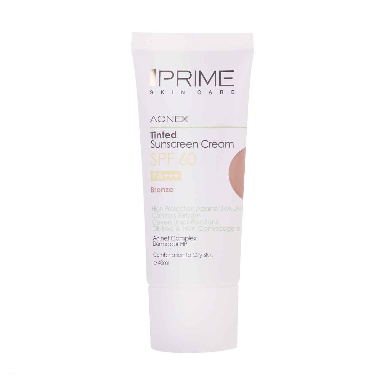 Sunscreen Cream for Oily Skin – Prime SPF60 Bronze Color, Anti-acne UVA, UVB Protection (Pack of 2)
