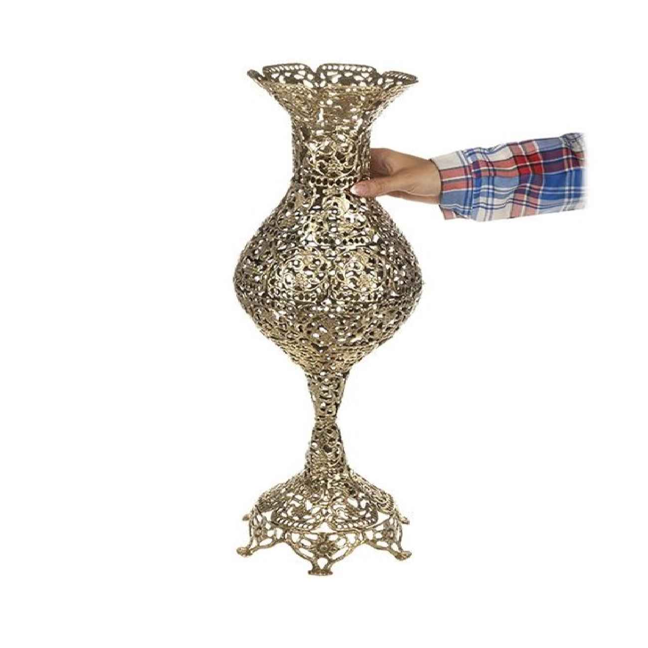 Traditional Handcrafted Brass Vase, Designed to Serve as an Artistic Piece for Floral Arrangements