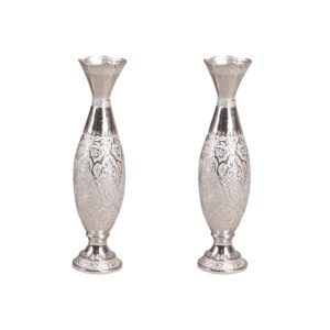 Traditional Handcrafted Brass Vase Set of Two, Featuring a Distinctive Rocket Model Silhouette for a Unique Look