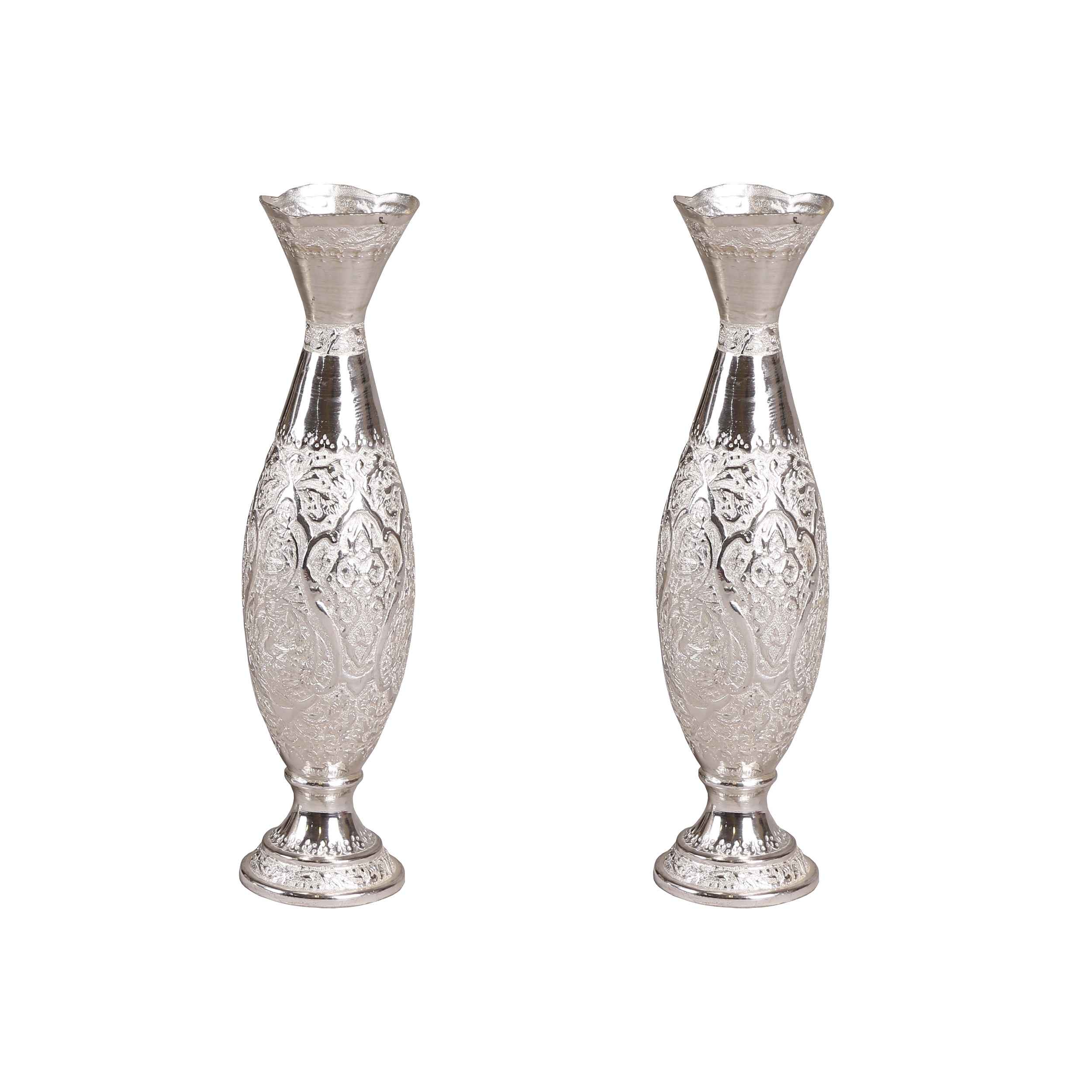 Traditional Handcrafted Brass Vase Set of Two, Featuring a Distinctive Rocket Model Silhouette for a Unique Look