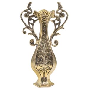 Traditional Handcrafted Decorative Brass Vase, Adorned with a Timeless Flower Design for Classic Interiors