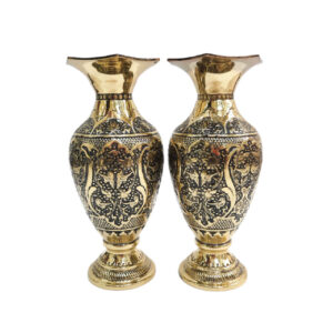 Traditional Handcrafted Ornate Brass Vase, Featuring Detailed Craftsmanship for Luxurious Home Decor