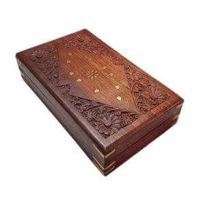 Vintage-Inspired Handcrafted Wooden Jewelry Box with Floral Design