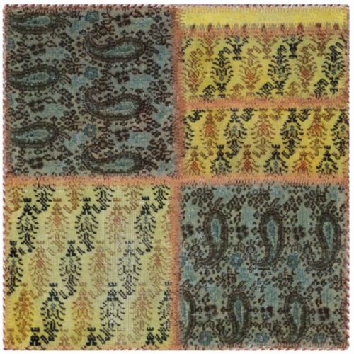 Vintage Persian Hand-Knotted Patchwork Carpet Paisley in Green