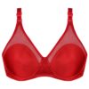 Women's Bra and Panty Set, Springy Satin Model in Red