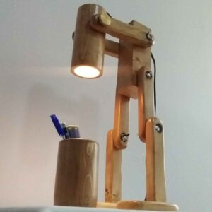 Funky Wooden Adjustable Desk Lamp With Organizer – Perfect Lighting for Home Office & Study