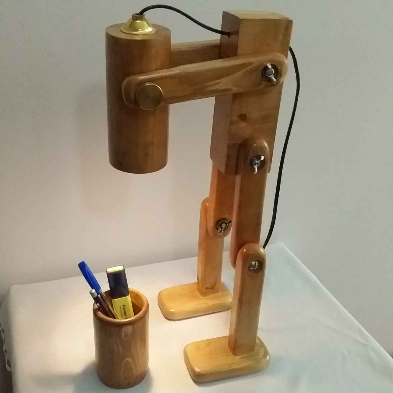 Funky Wooden Adjustable Desk Lamp With Organizer – Perfect Lighting for Home Office & Study